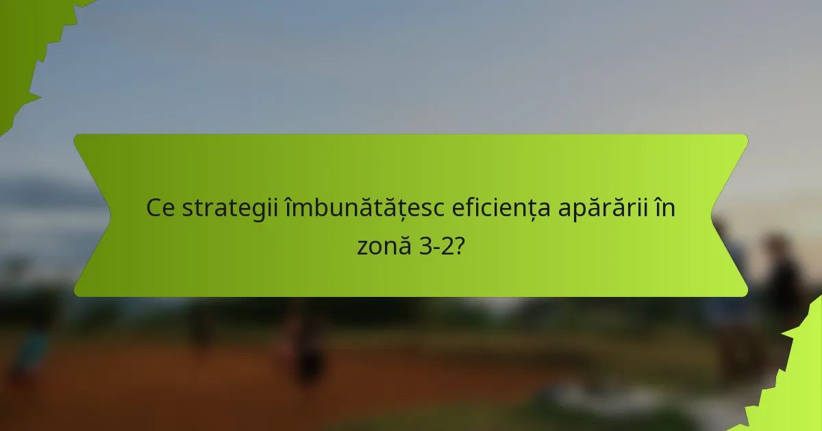 Ce strategii îmbunătățesc eficiența apărării în zonă 3-2?